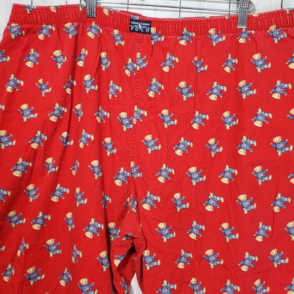 Polo Ralph Lauren Men’s XL Polo Bear PJs Pajama Lounge Pants Red - Picture 6 of 11